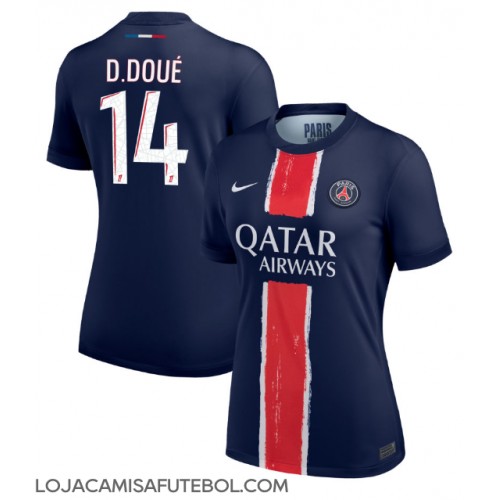 Camisa de Futebol Paris Saint-Germain Desire Doue #14 Equipamento Principal Mulheres 2024-25 Manga Curta